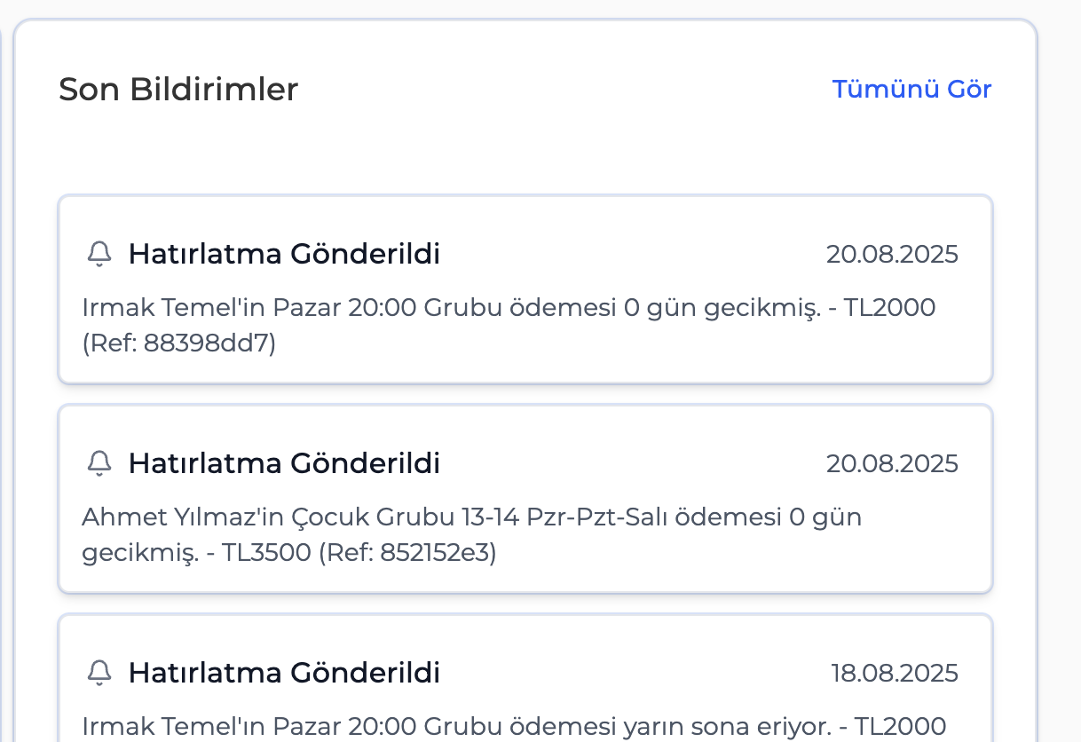 Bildirimler & ödeme takibi